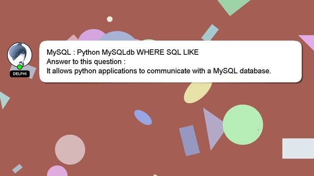 MySQL : Python MySQLdb WHERE SQL LIKE смотреть онлайн