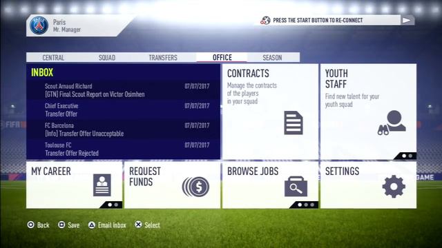 Career Mode in FIFA 18 PS3 PSG Signing Player Gameplay смотреть онлайн