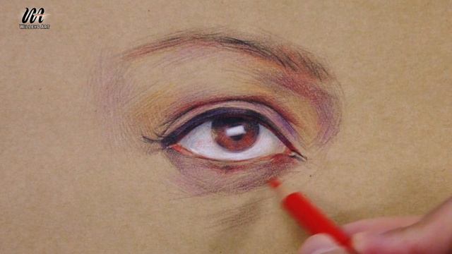 Realistic eye drawing with colored pencils on kraft paper | DEMO | Step by step смотреть онлайн