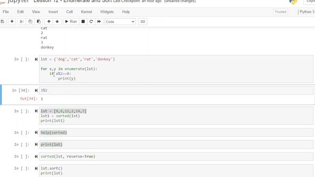 Python for Data Science Lesson 12: Enumerate and Sort смотреть онлайн
