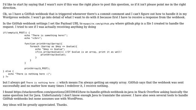 Wordpress: How to handle a GitHub webhook POST request? смотреть онлайн