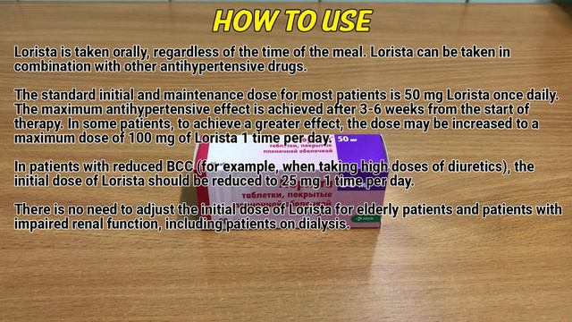 Lorista Tablets (Losartan) How To Use: Uses, Dosage, Side Effects, Contraindications