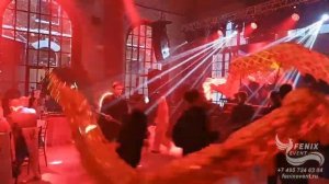 Заказать шоу китайского дракона на праздник в Москве, танец светового золотого дракона на корпоратив