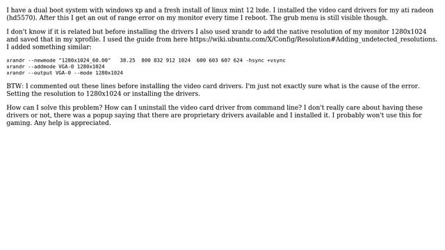 Out of range error on monitor after installing video card drivers смотреть онлайн
