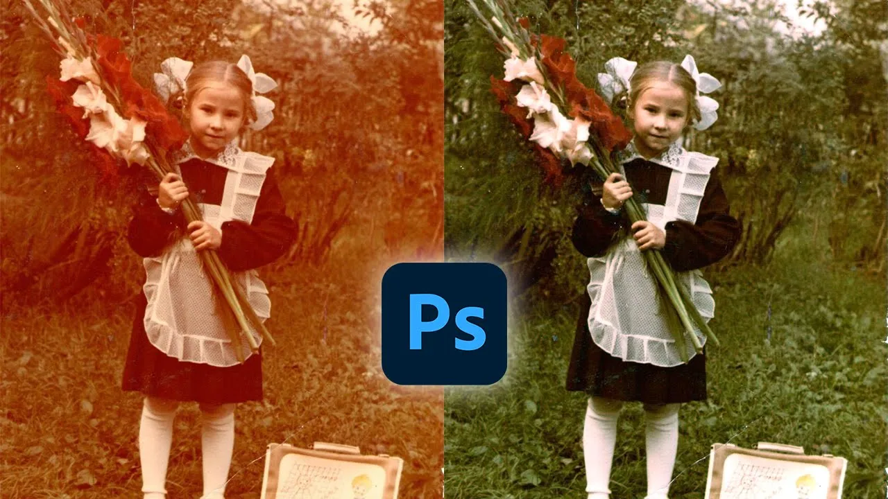 Как исправить цвет на старой фотографии в фотошопе смотреть онлайн