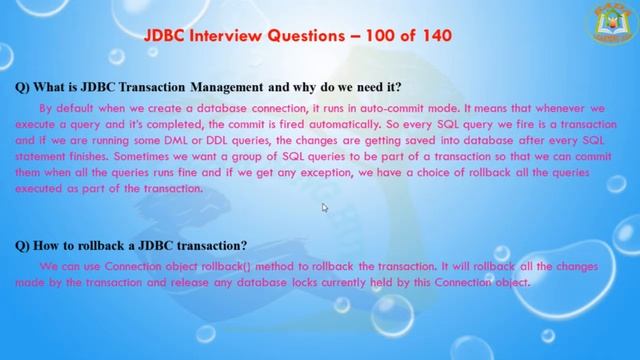 Java Database Connectivity(JDBC) Interview Questions – 100 out of 140 смотреть онлайн