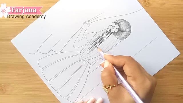 A girl beside the window - Pencil sketch for beginners / How to draw a girl with beautiful hairstyl смотреть онлайн