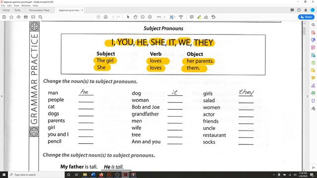 Grammar Practice Pronouns Lesson Week 10 смотреть онлайн