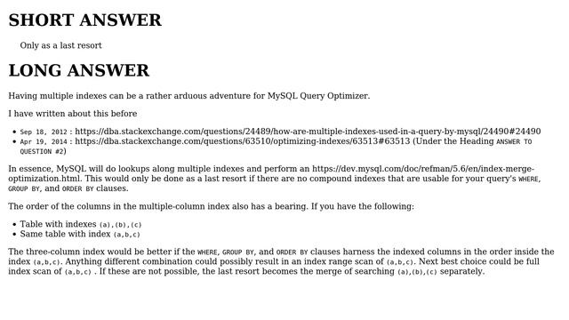 Databases: with MySQL, are multiple single column indexes faster than one multi-column index? смотреть онлайн