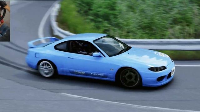 assetto corsa : nissan silvia s15 drift, Sakanotsuji Touge (Uphill drift), thrustmastert300 смотреть онлайн