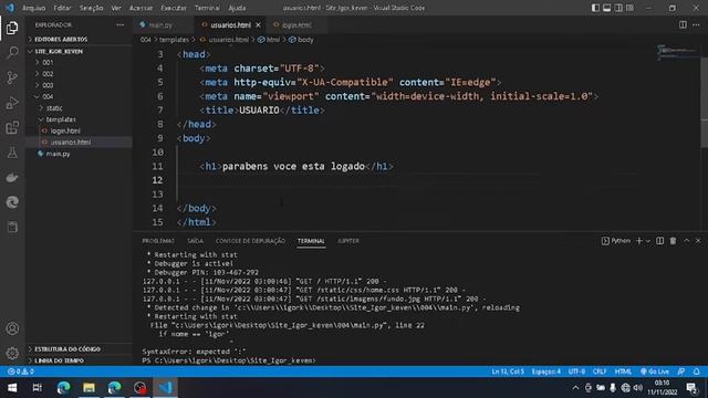 Validando usuário e liberando acesso; #004 CURSO DE #FLASK: criando um site do zero com #python смотреть онлайн