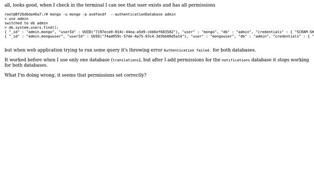 Databases: Mongo assigning user permsions issue on docker смотреть онлайн