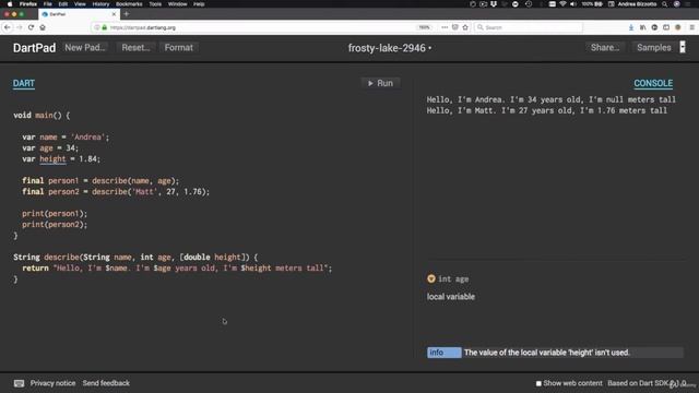 016 Optional parameters nullability and default values | Dart and Flutter смотреть онлайн