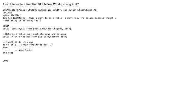 postgreql 11: how to get result of a query in set of records and then process them in a function смотреть онлайн