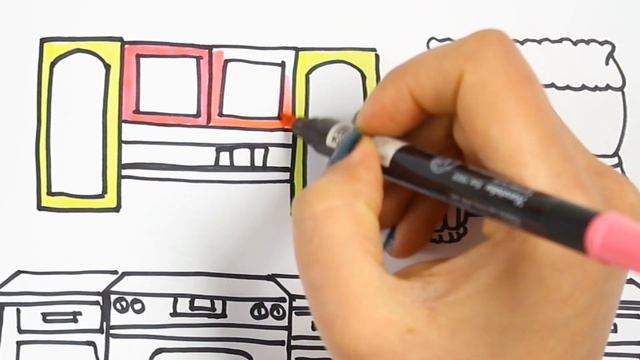 Как нарисовать кухня с MiMi | Раскраски детей HD | Рисование и окраска смотреть онлайн