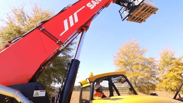 Телескопический погрузчик SANY. Sany telescopic handler ( SANY telehandler) www.telehandlers.ru смотреть онлайн