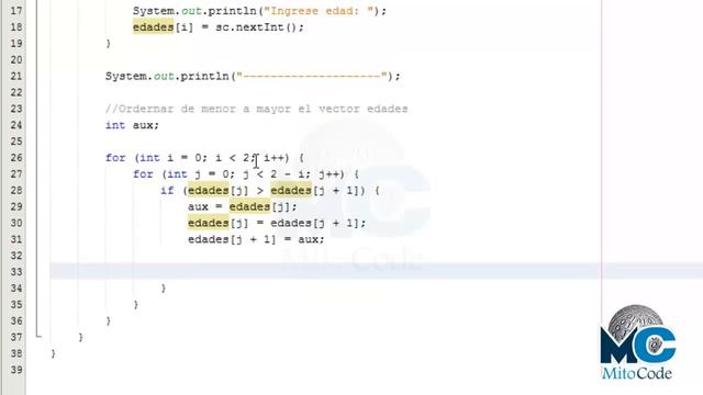 Tutorial Java SE - 17 Vectores Ordenamiento (Burbuja) смотреть онлайн