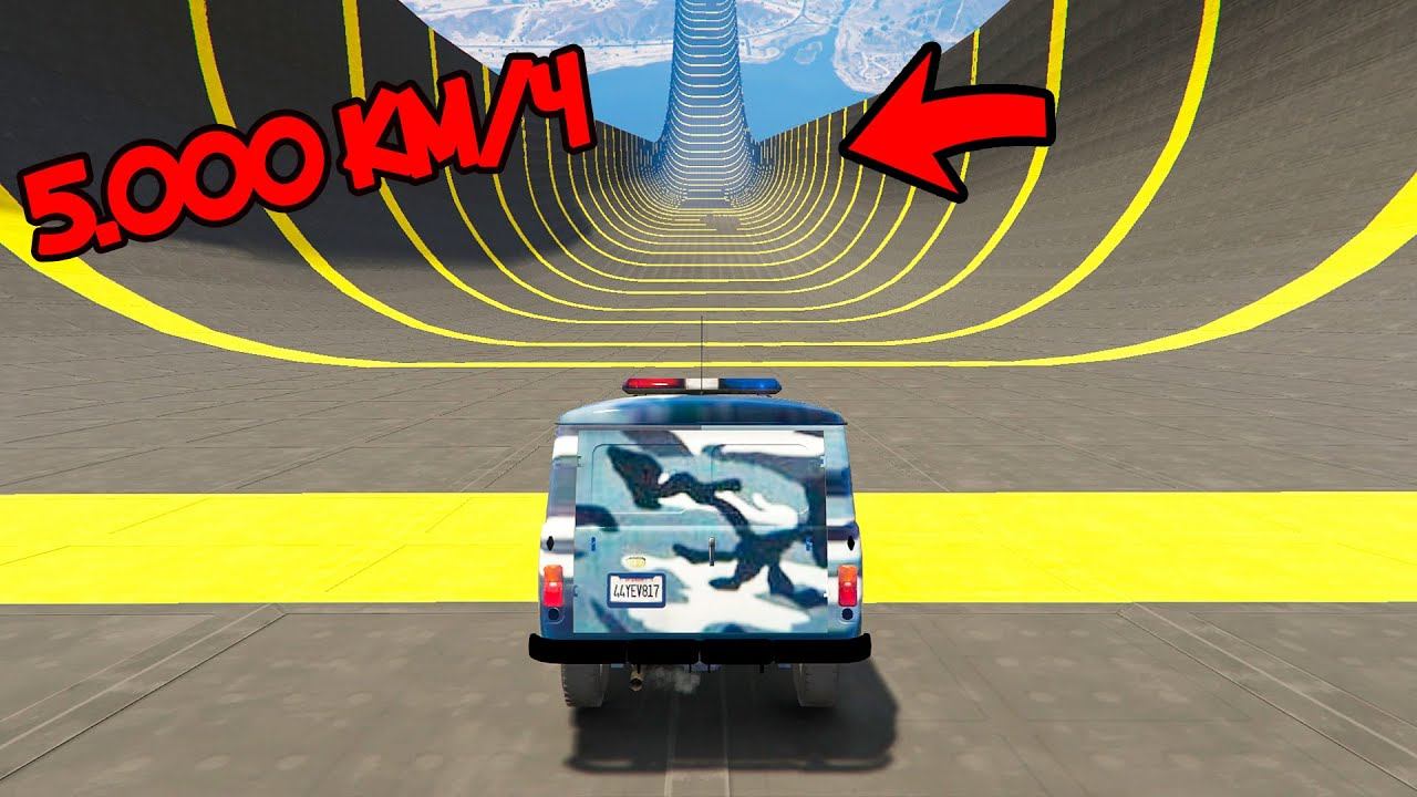 ГТА 5 СПУСК БЕЗ ТОРМОЗОВ НА ЧИТ МАШИНЕ ПО ОГРОМНОЙ РАМПЕ в GTA 5 МОДЫ! ОБЗОР МОДА в GTA 5 ВИДЕО смотреть онлайн