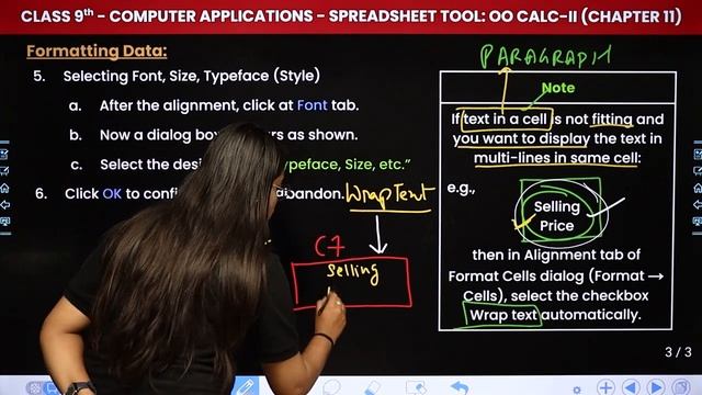 Other Text Formattings - Spreadsheet Tool: OO Calc-II | Class 9 Computer Applications Chapter 11 смотреть онлайн