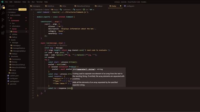 Discord.js Bot Tutorial - Eval Command (Episode #15) | MenuDocs смотреть онлайн