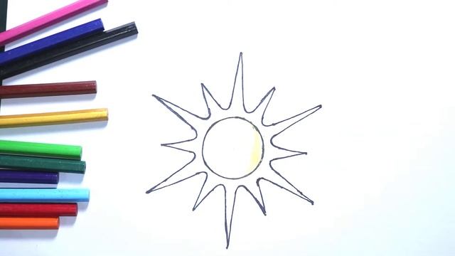 Learn to draw and color the Sun for kids | Basic Sun drawing step by step ♥♥♥ смотреть онлайн