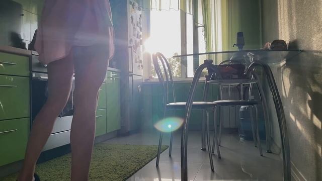 Fit Girl Cleaning In The Kitchen