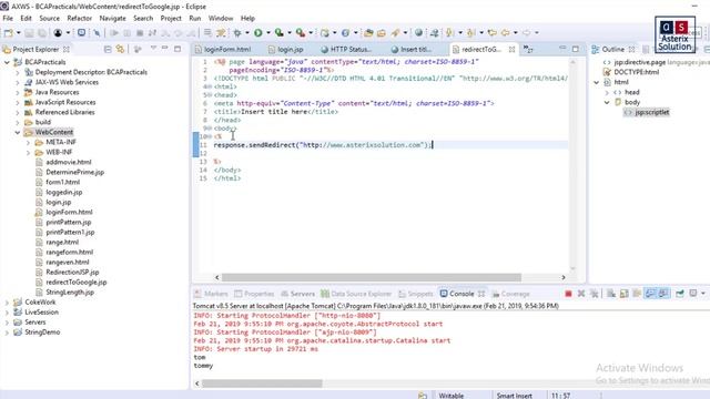 Redirection JSP | YCMOU TYBCA Adv Java Practical 4.6 | Asterix Solution смотреть онлайн