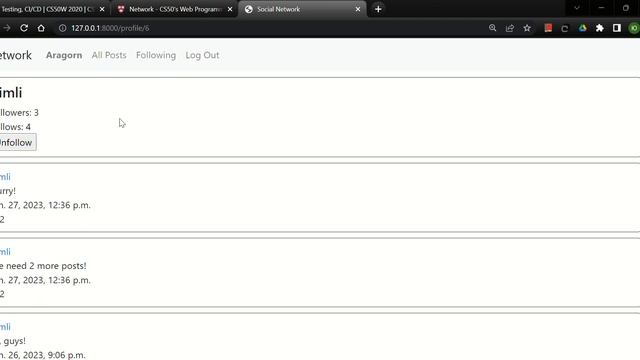 CS50's Web Programming with Python and JavaScript Project 4 - Social Network смотреть онлайн
