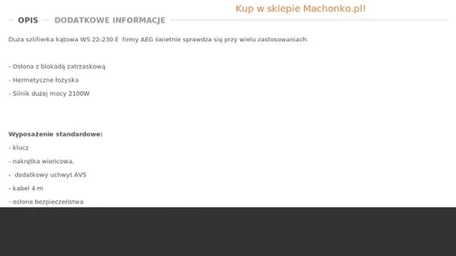SZLIFIERKA KĄTOWA WS 22-230 E AEG смотреть онлайн