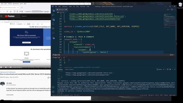 How To Post A Comment On A YouTube Videos With Python (And YouTube API) смотреть онлайн