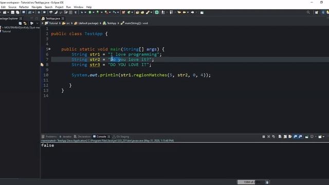 How to check whether subregions of two Strings are matching using the regionMatches() method смотреть онлайн