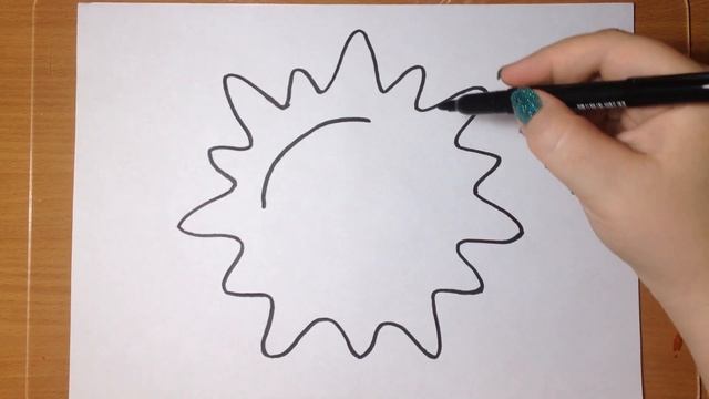 Как нарисовать СОЛНЫШКО (How to draw SUN) - Простое рисование для детей (Easy painting for kids) смотреть онлайн