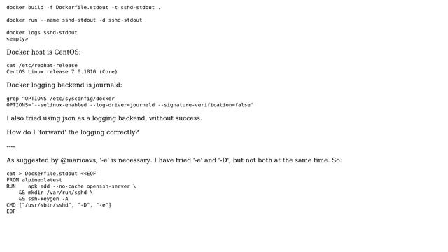 DevOps & SysAdmins: SSHd logs in Docker container not shown by `docker logs` смотреть онлайн
