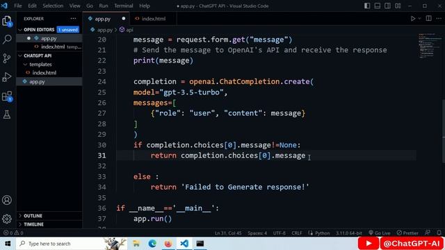 Build AI Chat Bot using ChatGPT API ? gpt-3.5-turbo ? #chatgpt #openai смотреть онлайн