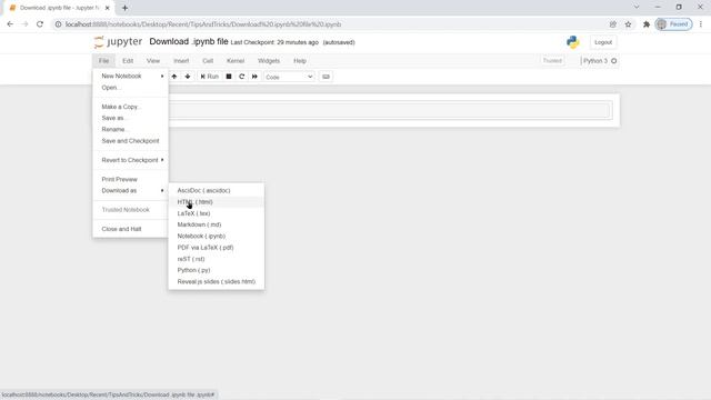 Download .ipynb file in jupyter | IDE | 19 | TricksToTips смотреть онлайн