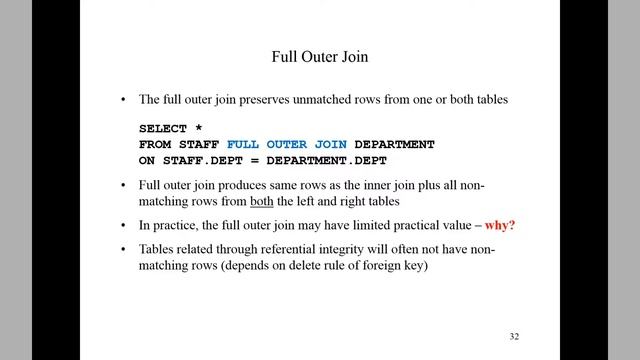 Outer Join смотреть онлайн