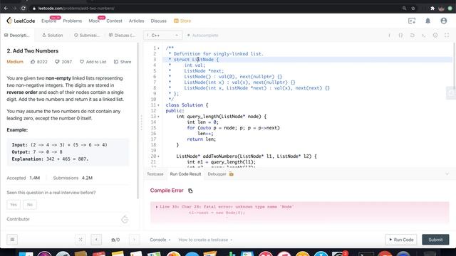 LeetCode - 2. Add Two Numbers смотреть онлайн