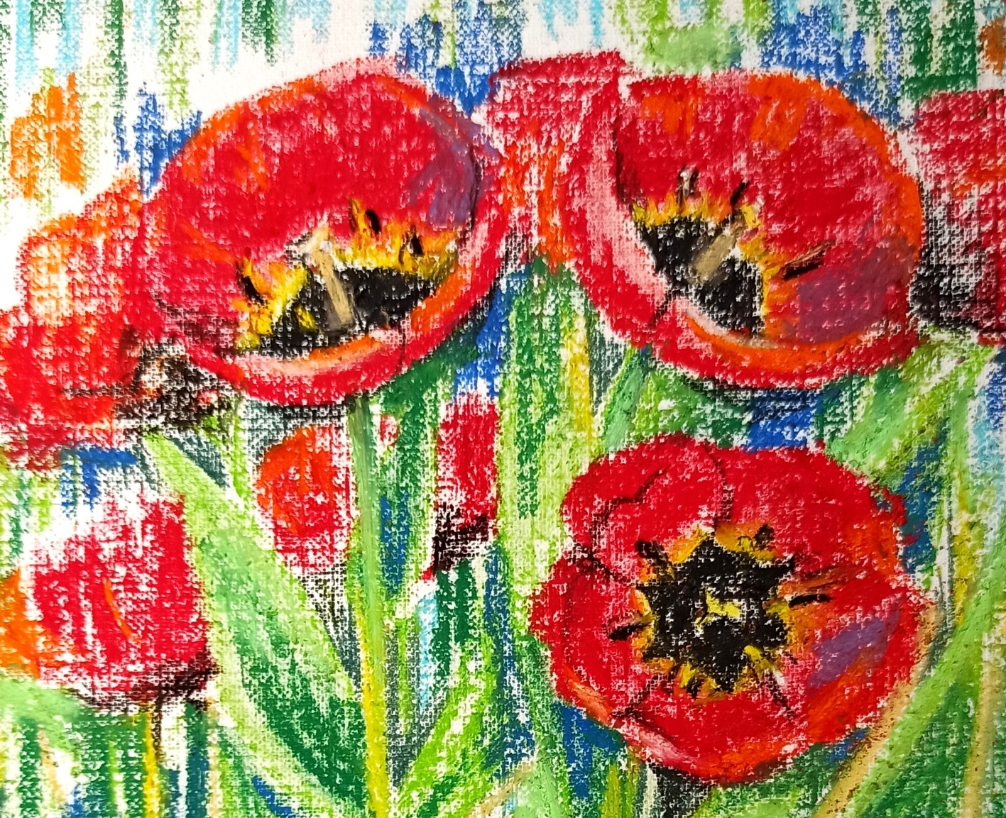 Алые тюльпаны, как нарисовать сухой пастелью. смотреть онлайн