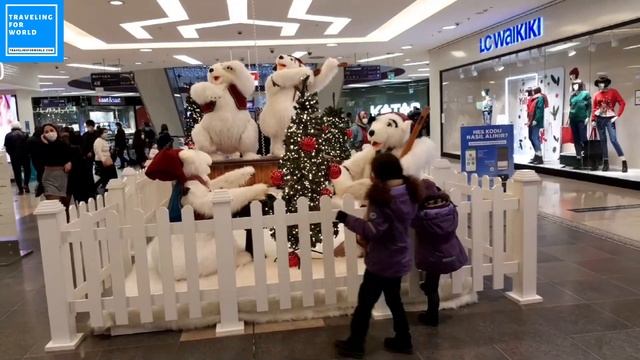 Marmara Park Christmas and New Year's Eve in Istanbul Turkey | Walk tour Marmara Park Shopping Mall смотреть онлайн