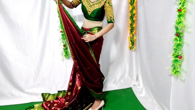 HEAVY SILK SAREE DRAPING IN PERFECT DHOTI STYLE|MARATHI STYLE SAREE DRAPING|HINDI смотреть онлайн
