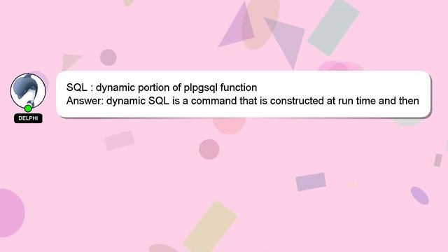 SQL : dynamic portion of plpgsql function смотреть онлайн