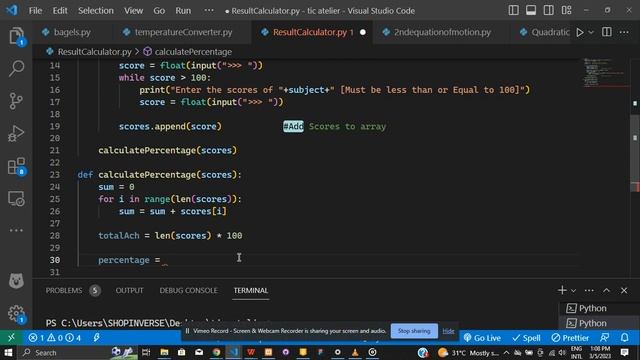 Result Percentage Calculator Using Arrays in Python смотреть онлайн