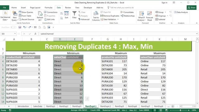 Removing Duplicates #4.1 - Extracting Min and Max values смотреть онлайн