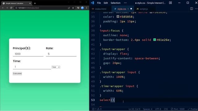 Simple Interest Calculator | HTML, CSS & JS | Javascript Project смотреть онлайн