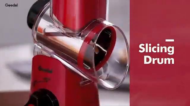 Rotary Cheese Grater, Kitchen Mandoline Vegetable and fruit Slicer with 3 Interchangeable Blades. смотреть онлайн