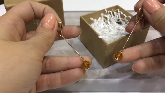 Серьги 2562 из красного золота 585 пробы с янтарем смотреть онлайн