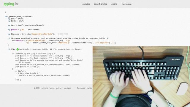 Touch typing on typing.io, Perl example. смотреть онлайн