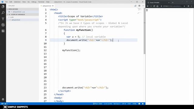16 - Scope of a Variable in JavaScript | JavaScript tutorials for Beginners смотреть онлайн
