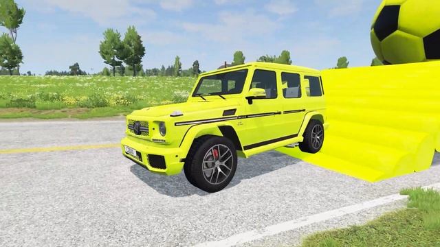 Double Flatbed Trailer Truck vs speed bumps Busses vs speed bumps Beamng JIYAN Games #015 смотреть онлайн