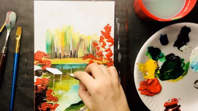 ОСЕННИЙ ПЕЙЗАЖ • Как нарисовать осень красками • Золотая осень • Картина своими руками • Мастихин смотреть онлайн